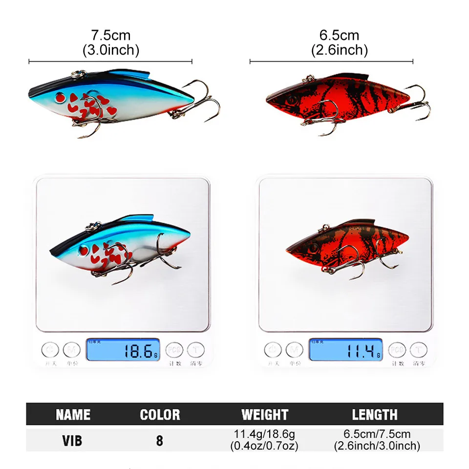 SKYBAITS 크랭크 베이트 낚시 지그 진동 싱킹 VIB 미끼, 파이크 낚시 인공 스푼 딸랑이, 11.4g/18.6g, 1 개