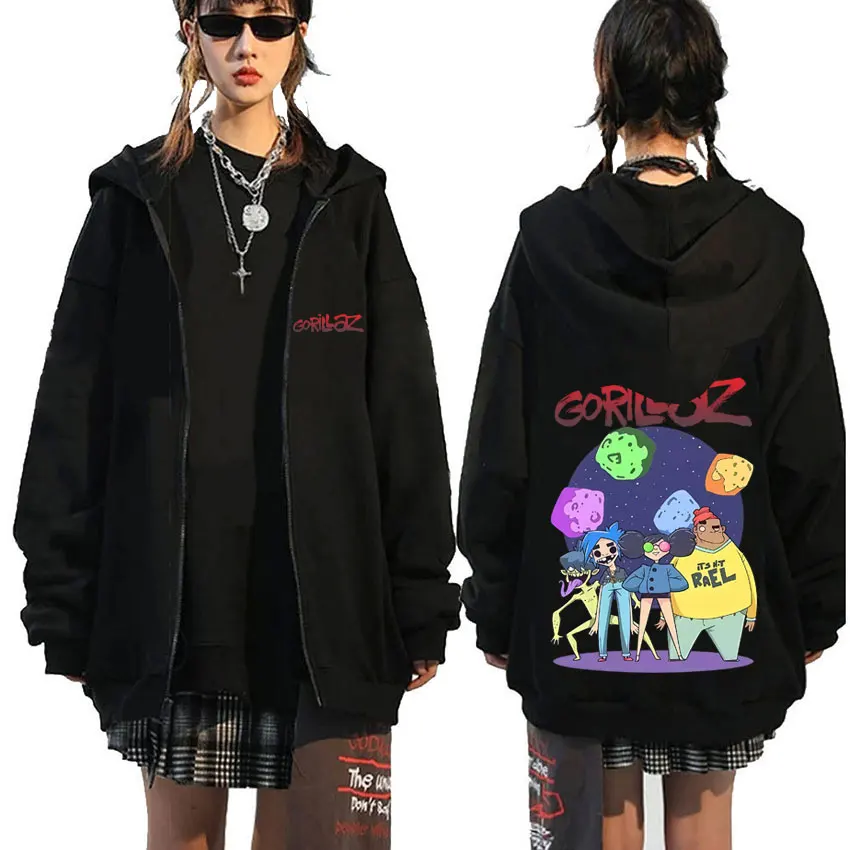 

Rock Band Gorillaz Graphic Print Zipper Hoodies Men's Women's Clothing Hip Hop Fashion Oversized Zip Up Jacket Unisex Sweatshirt
