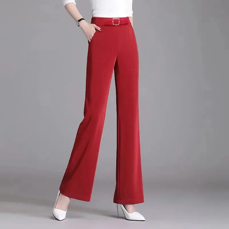 2023 New Micro Flare Pants Women's High Waist Elastic Formal Dress, Spring and Autumn Women's Pants, Fashionable