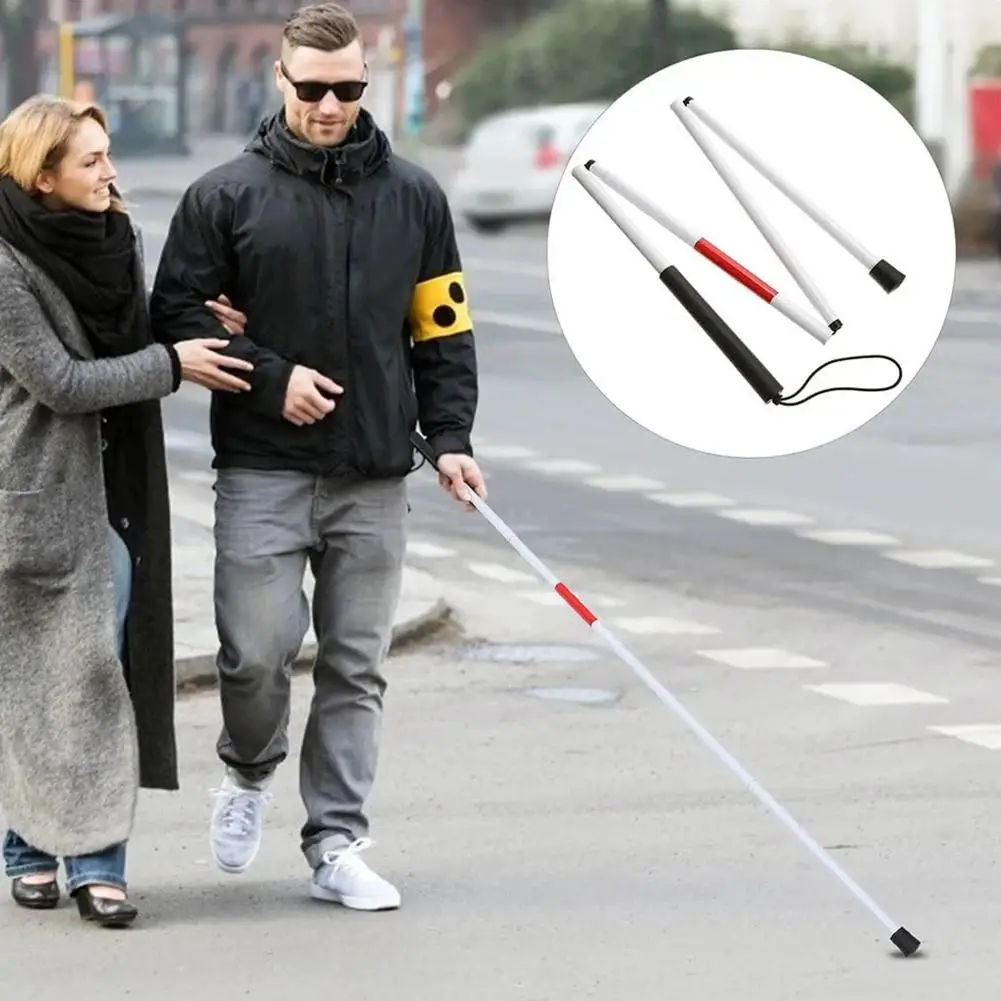 

1Pc Portable Aluminium Alloy Folding Walking Stick Practical Anti-slid Blind Cane Safety Reflective Guide Stick for The Blind