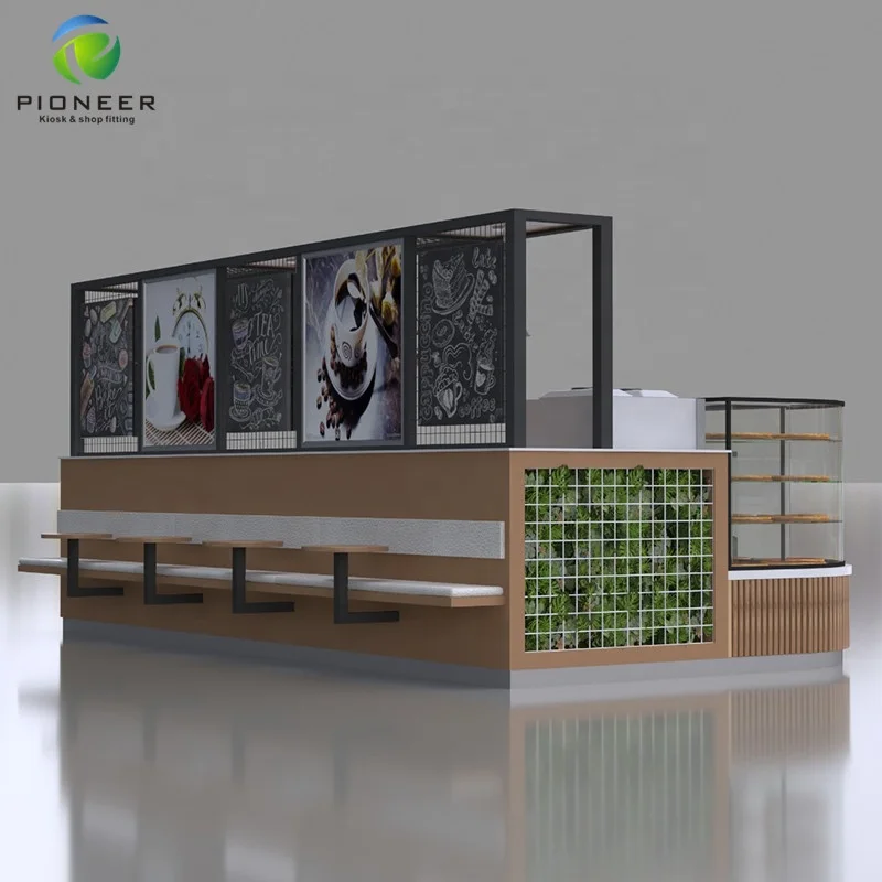 Custom. تخصيص الخشب الصلب مقهى كشك كعكة عرض عرض بار تصميم كشك القهوة #6