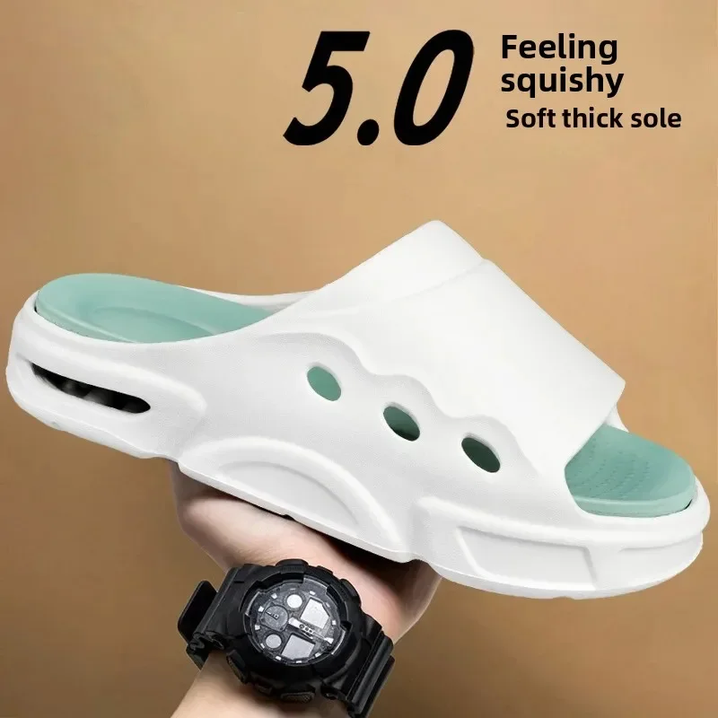 

Лето 2025 г., легкие, плоские, противоскользящие, быстросохнущие, мягкие и пригодные для носки новые мужские высококачественные тапочки большого размера