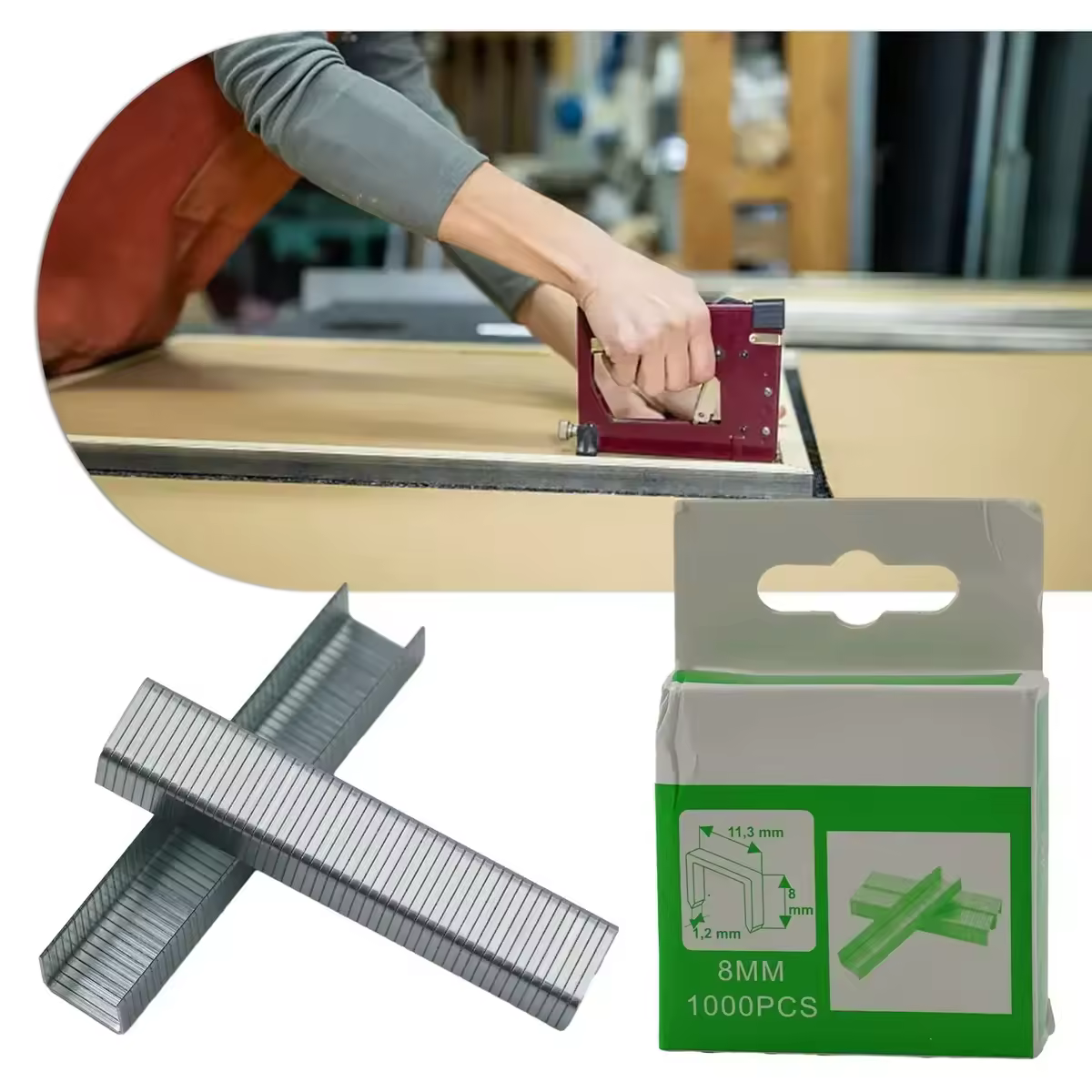 Grapas para clavos, 1000 Uds., grapadora en forma de U/puerta/T para muebles de madera, suelos, paneles de pared, uso domรฉstico