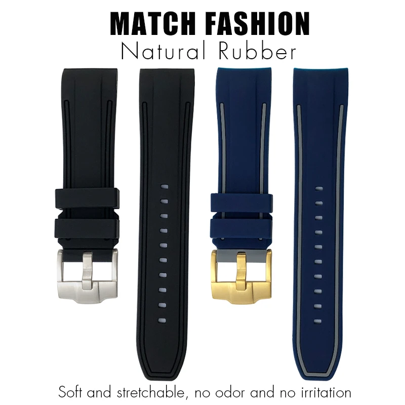 Curved End Soft Rubber Silicone Watchband for Tissot T035.617 T035.627 T035 23mm 24mm Sport Waterproof Watch Strap