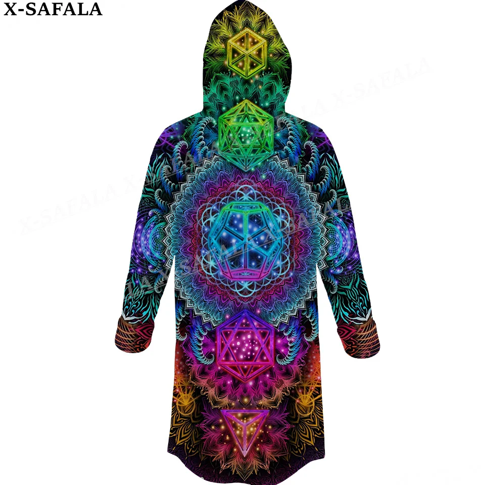 

Hippie Psychedelic Colorful Trippy Print Thick Warm Hooded Cloak Men Overcoat Coat Windproof Fleece Cape Robe Hooded Blanket-1