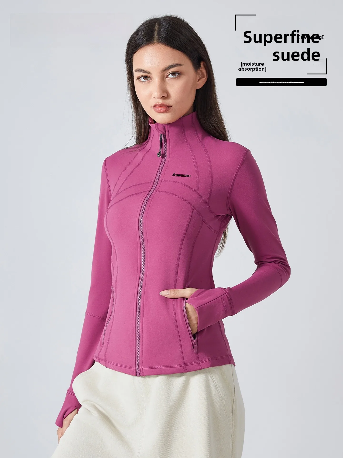 

Outdoor Yoga Fitn Sports Top Women's Breathable Nylon Spandex Windproof Fce Lined Regular Length Button Closure