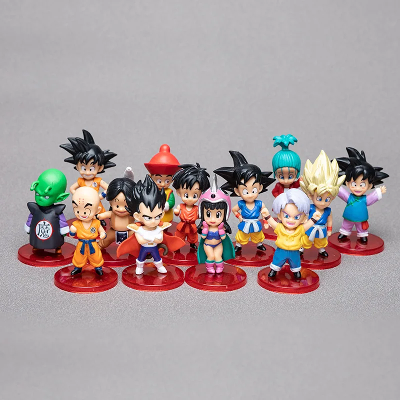 13pcs/set Anime Dragon Ball Z Model Toy Kuririn Son Goku Vegeta Krillin Trunks Super Saiyan Action Figure Decoration Kids Gift