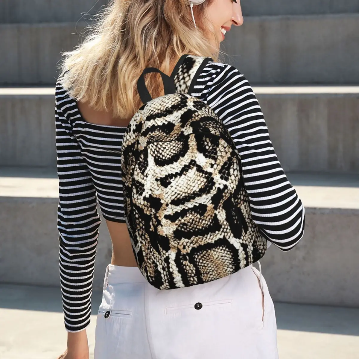 Snake Skin Student Backpack School Bag Hiking Travel Daypack for Boys Girls Bookbag Shoulder Bags
