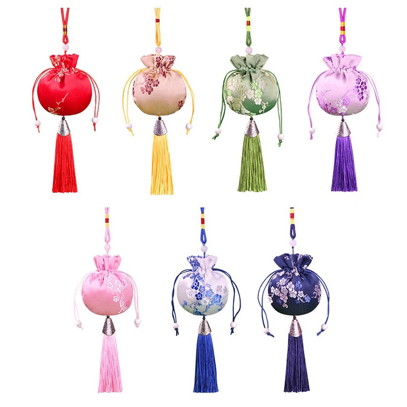 Chinese Silk Style Brocade Embroidered Bag Embroidery Sachet Cloth Pouches Tassel Pendant Drawstring Bag For Jewelry Gift Bags