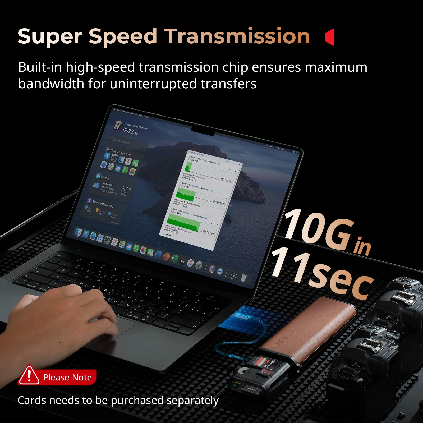 قارئ بطاقات صغير متعدد الوظائف وحقيبة تخزين CFexpress Type A / B نقل ثلاثي الفتحات عالي السرعة مع فتحة AirTag 5361