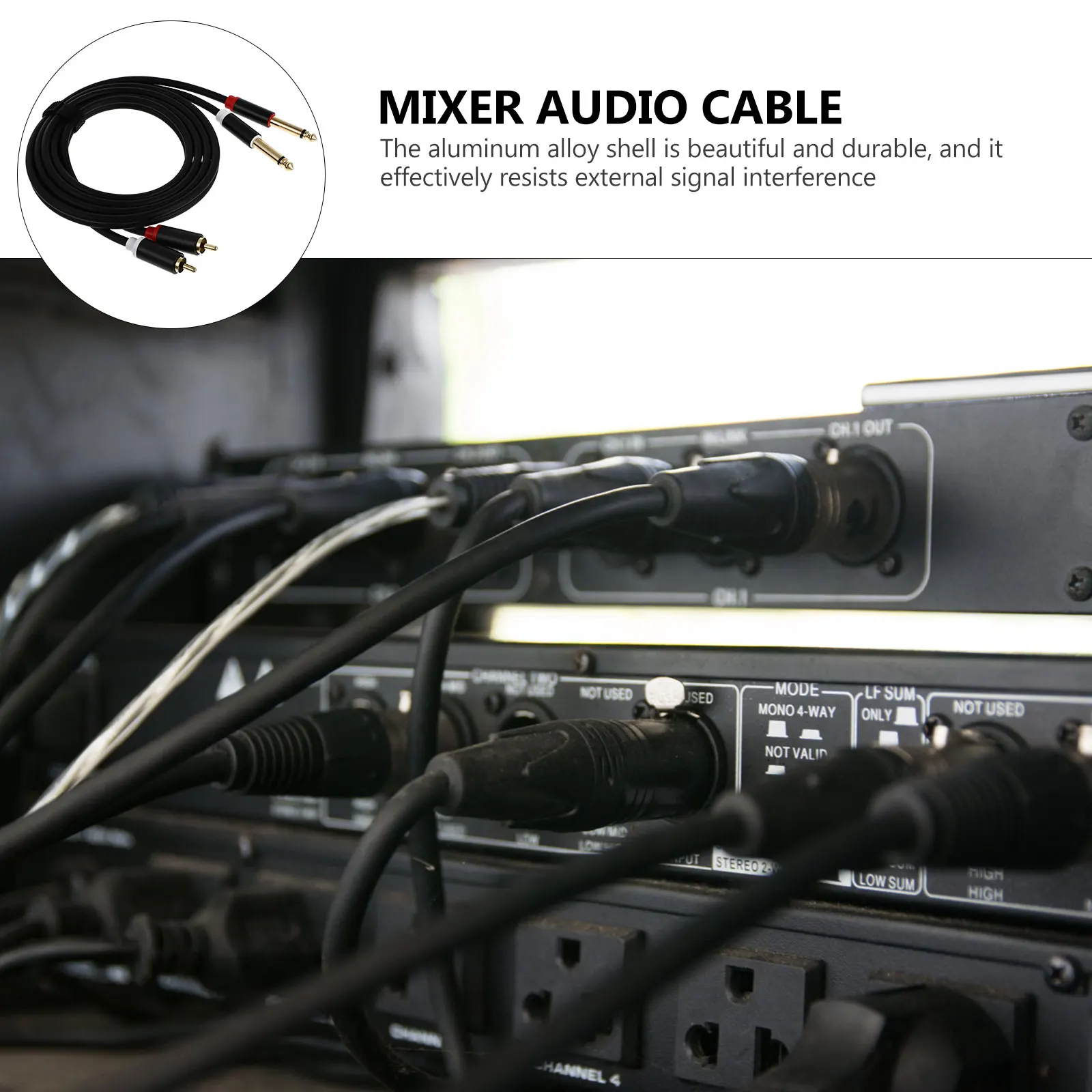 

2 Pcs Audio Cable Recorder Wire Speaker Mixer Speakers PVC Durable Anti-interference Bare Aluminum Shell Gold Plated