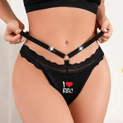 Sexy Lingerie Lace Thong Black Underwear I LOVE BBC Women's Hot Panties Girls Funny Underwear New Women Traceless GString