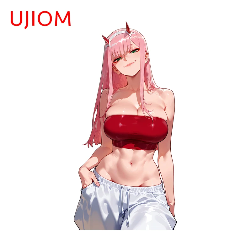 UJIOM Trendy Anime Figure Zero Two Big BoobsWall Sticker Popular Funny Occlusion Scratch PVC Decal Cupboard Vestibulec Decor