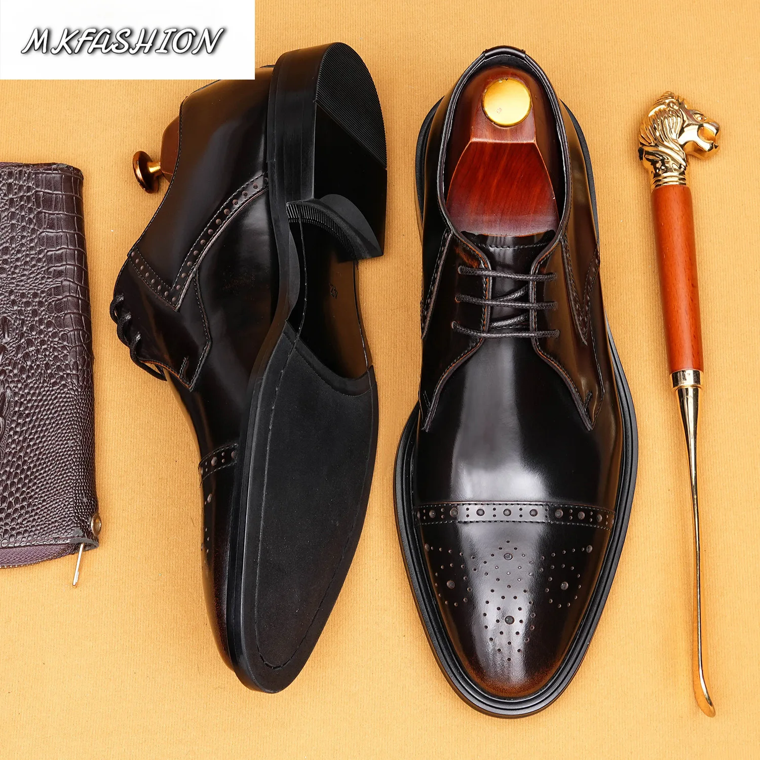 Men's Business Dress Leather Oxford Leather OxfordShoes Wedding Footwear Lace Up Flats Size 37-46
