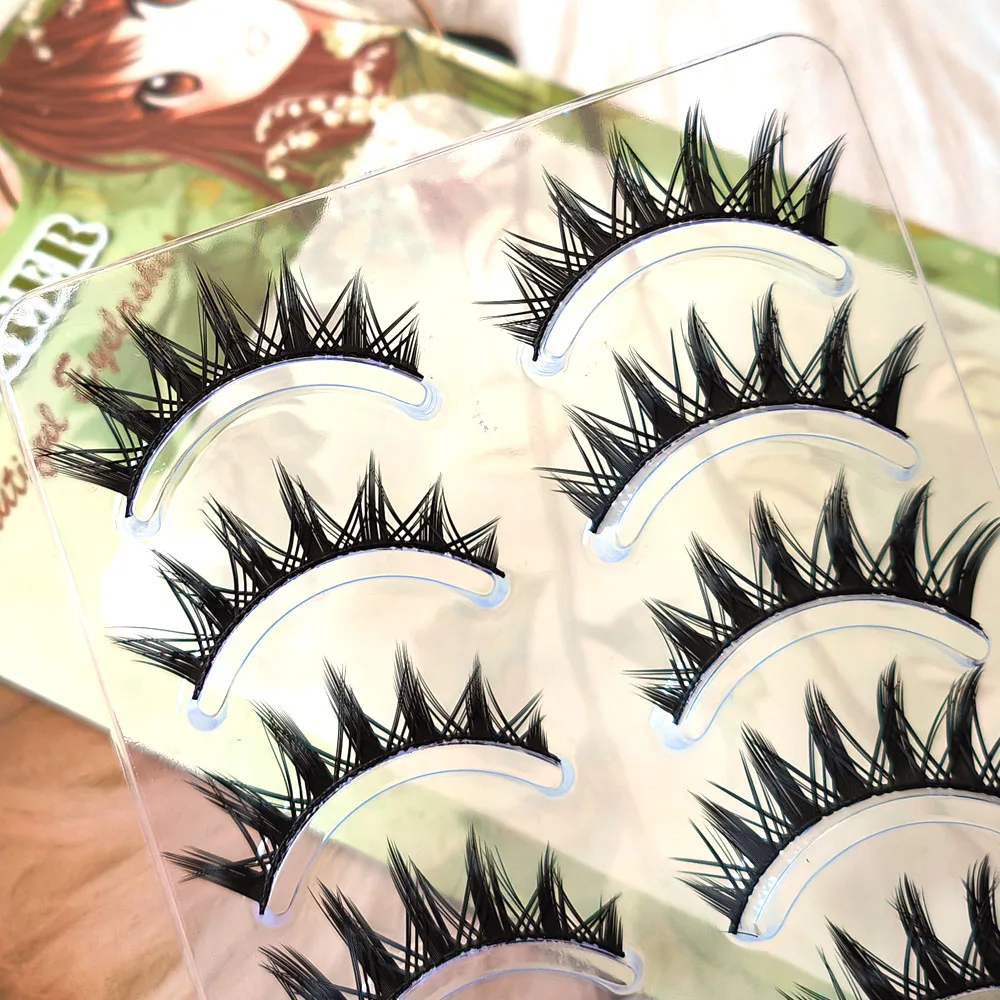 5 Pairs Makeup False Eyelashes Black Band Thick Eyelash Extension Wispy Long Handmade Reusable Mink Lashes