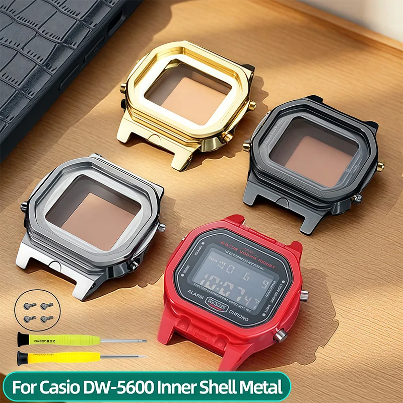 DW-5600 Mod Kit For Casio dw5600 Metal Inner shell+back coverScrew Waterproof Ring Men Stainless Steel Inner Shell Matching tool