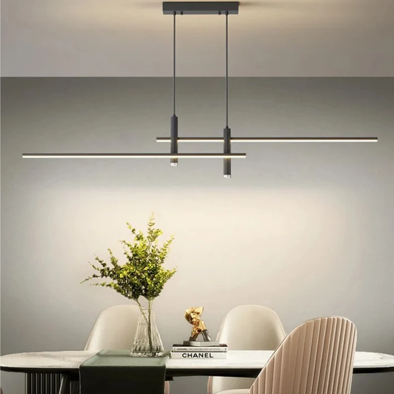 Modern Home Decor Led Dining Table Chandelier Gold Black for Kitchen Dining Room Pendant Lamp Indoor Lighting Luster Fixture