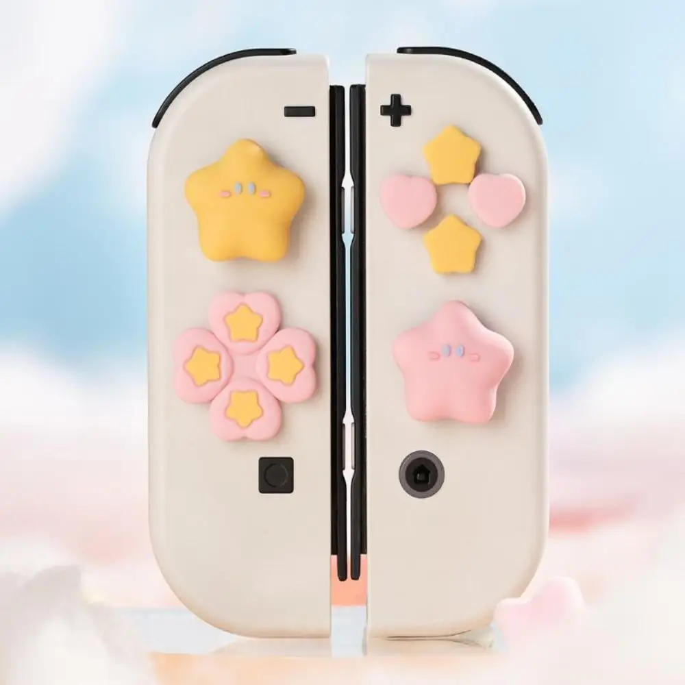 Cute Soft Cross D-pad Cover Silicone Protective Shell ABXY Key Sticker Thumb Stick Grip Game Accessories