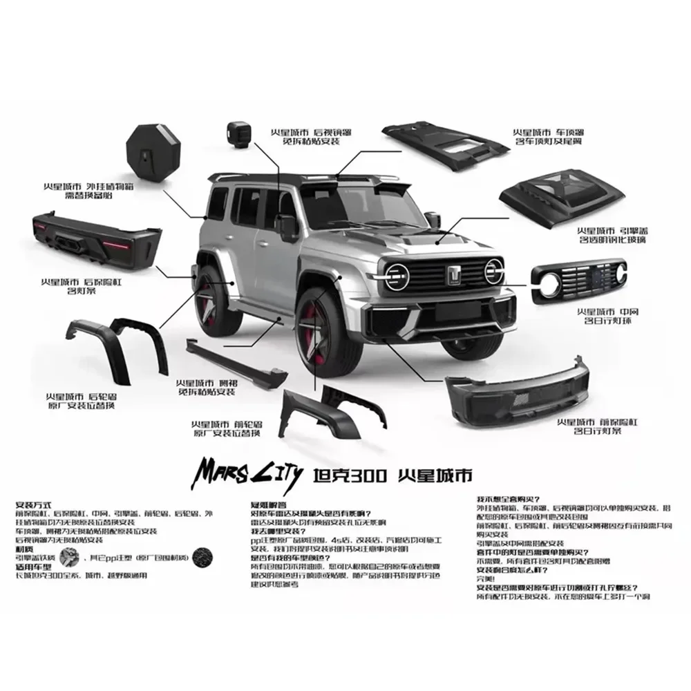 Body Kit for Tank 300 Upgrade Mars City Style Car, GWM Tank300 bodykit, marscidy version