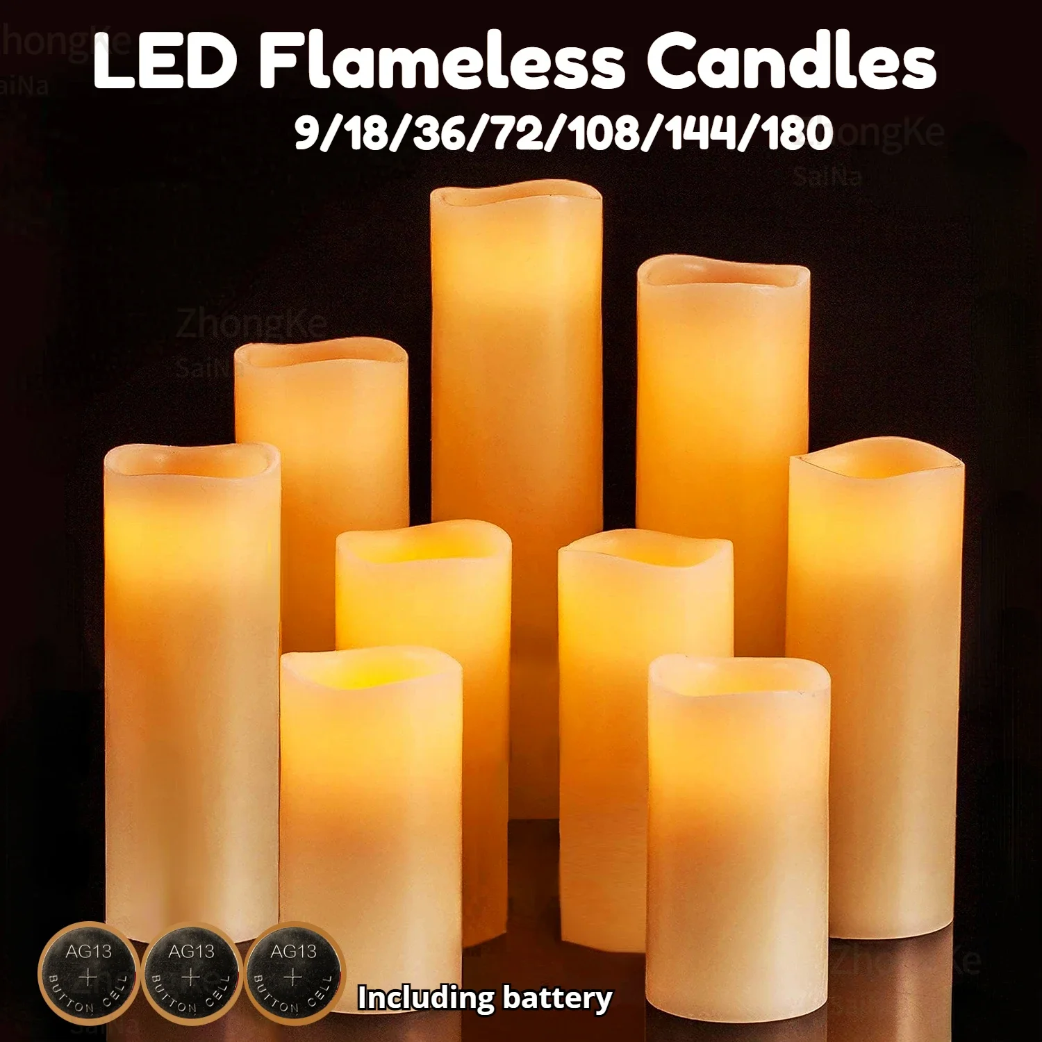 9-180pcs LED Candles with Flickering Flameless Candles Battery Operated Pillar Candles Wedding Decoration Candlelight Christmas