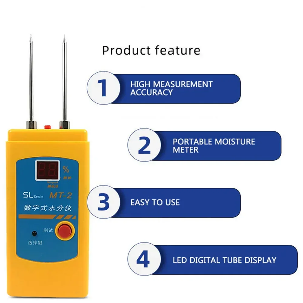 Textile Moisture Meter MT-2 Leather Raw Material Wool Moisture Meter Cotton Clothing Moisture Content Detector
