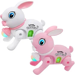 Correa eléctrica de dibujos animados para niños, Juguete musical brillante, rábano, conejo saltador, conejo que camina, aprendizaje, gateo, regalos