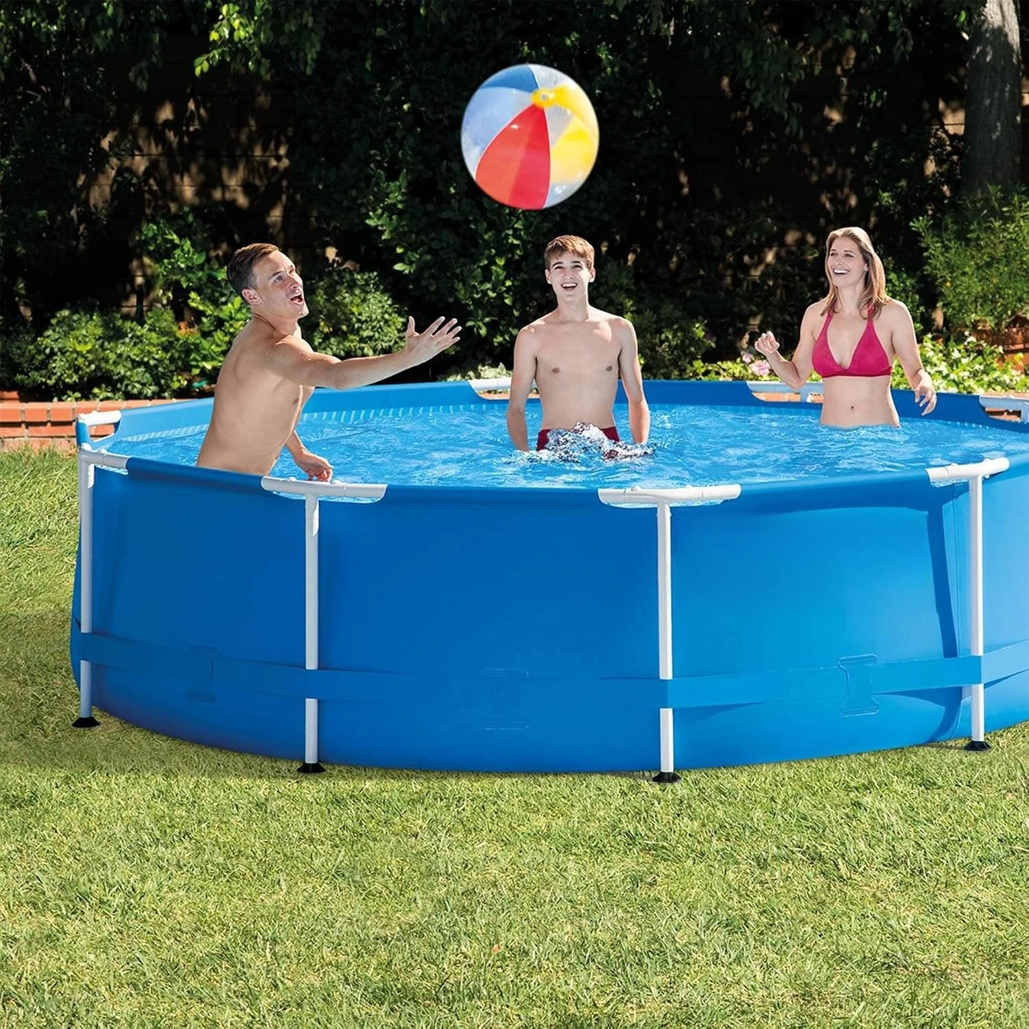 10ft x 30in Round Above Ground Outdoor Swimming Pool Set with 330 GPH Filter Pump, Cartridge, and, Customized