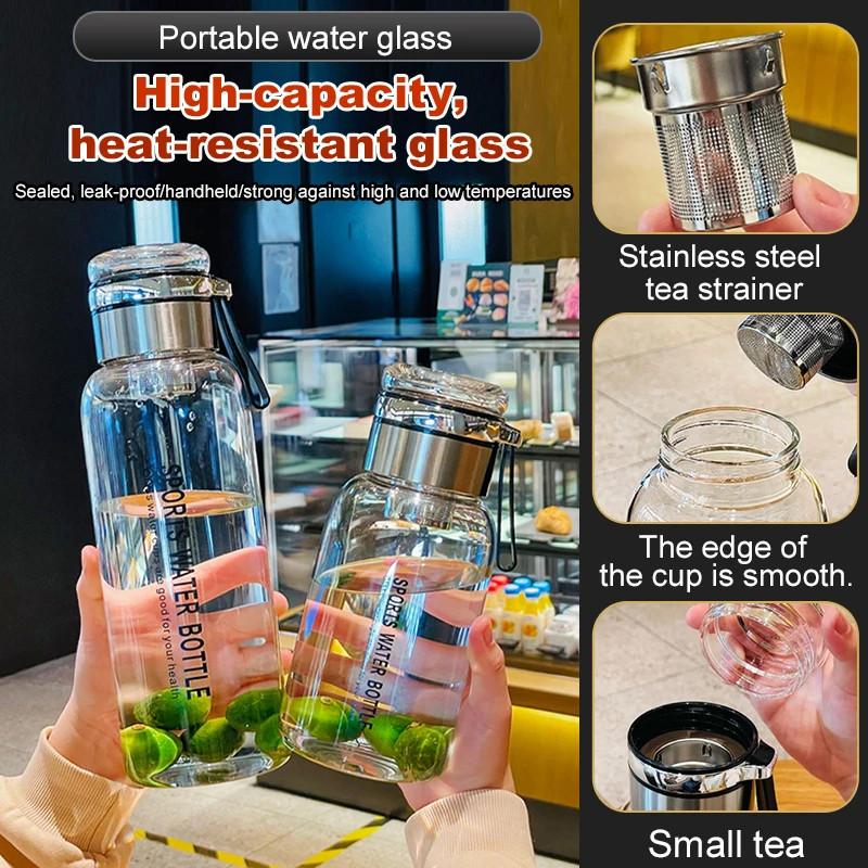 Summer Portable Large Capacity Borosilicate Glass Mug Tea Water Separation Glass Mugs