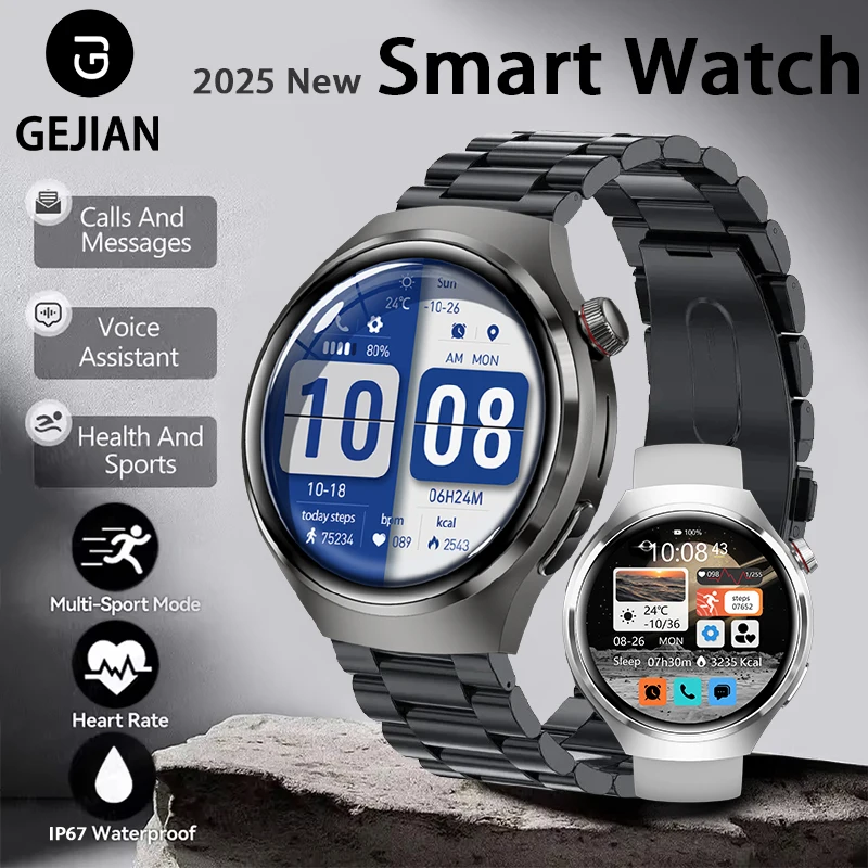 

GEJIAN Новый мужской 1,53-дюймовый TFT HD-экран с поддержкой разрешения 360*360 Мониторинг сердечного ритма и здоровья Мужские умные часы с вызовом