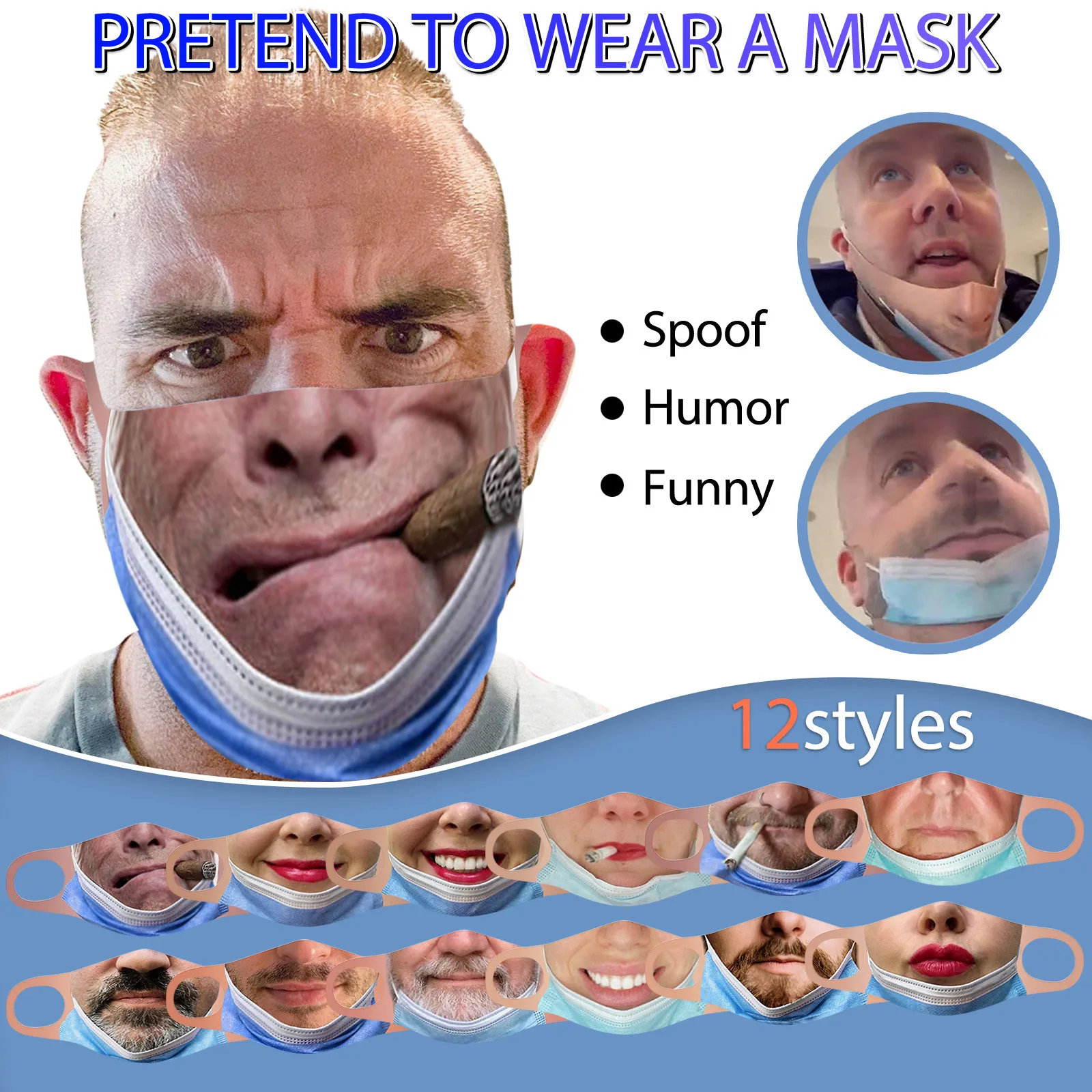 Nieuwe 2024 Volwassen Outdoor Wasbaar Hergebruik Gezichtsmasker Beschermende Print Grappig Mondmasker Geurloos Irritatie-Vrij Comfortabel Masker