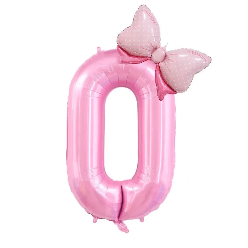 40inch Pink Bownot Digital Aluminum Film Balloon Kids Girls One Year Old Happy 1st 2nd 3rd Princess Birthday Party Decors Balons