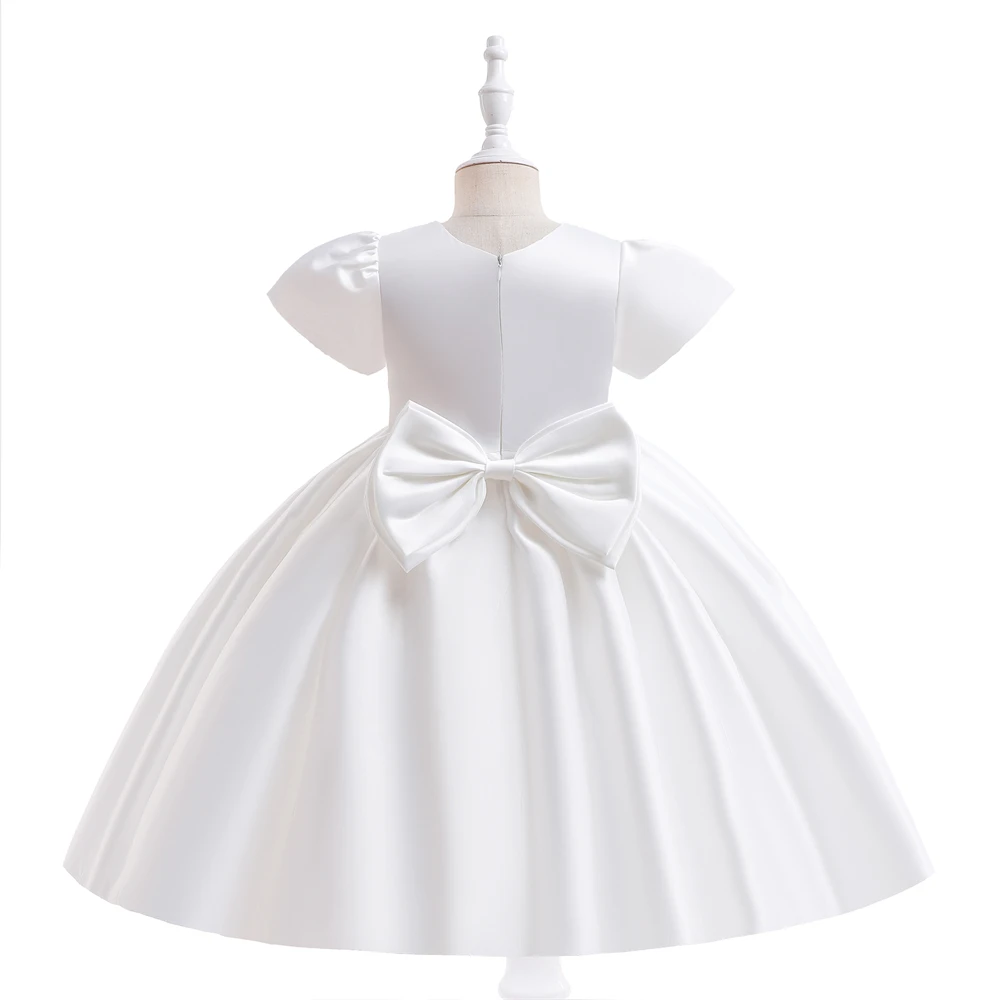 Summer White Child Bridesmaid Princess Dress Ball Gown Bow Girls Dresses for Kids Party Wedding Christmas Prom Clothes 3-10 Year