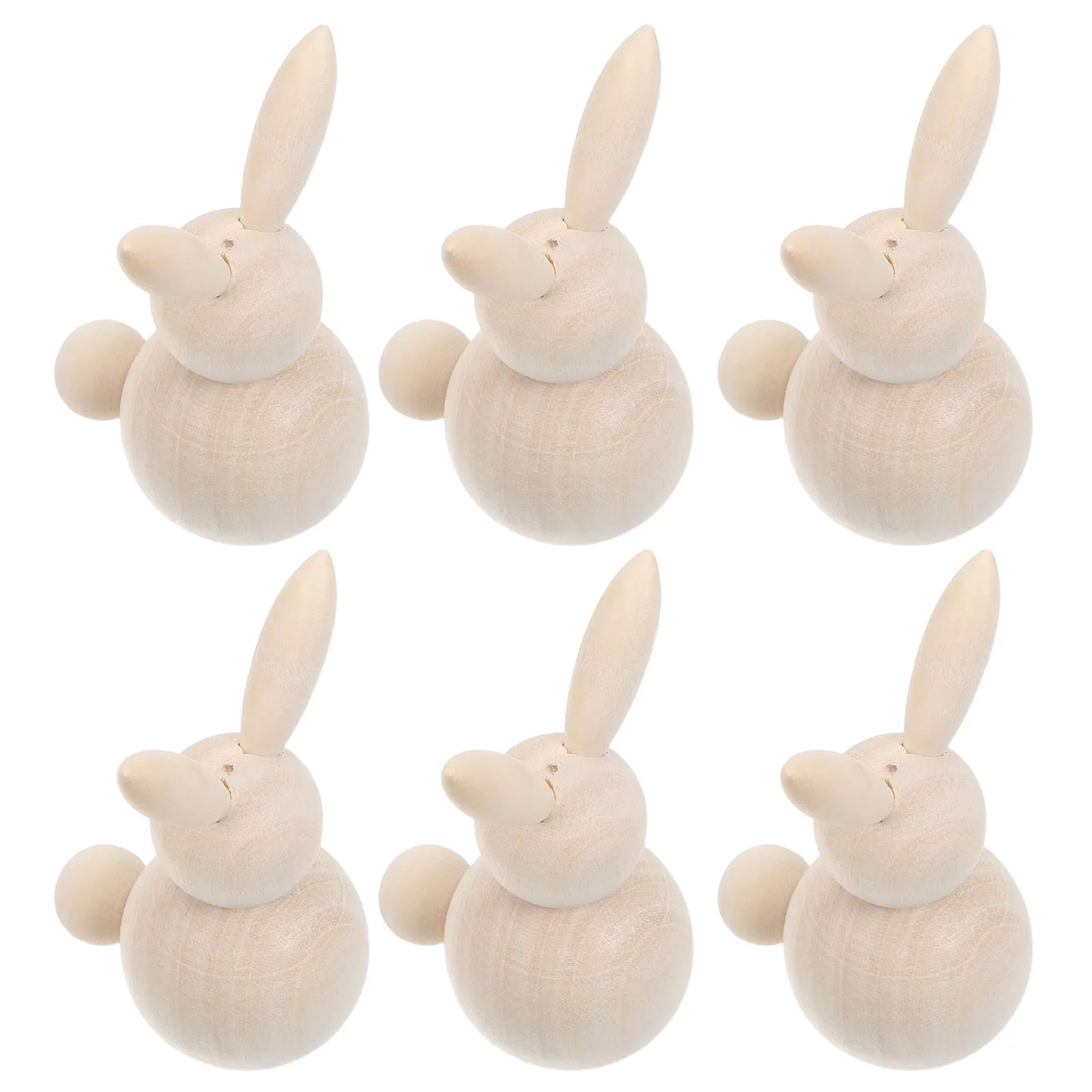 

6Pcs Wooden Rabbit Kit Unfinished Natural Wood Bunny Pegs for DIY Painting Craft Easter Spring Home Decor Kids Adult Art