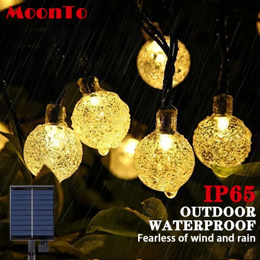 

5-32M Outdoor LED Solar Light String 8-mode Crystal Ball Waterproof Courtyard Light Camping Garden Party Festival Decoration