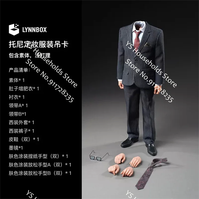 LYNNBOX Original 1/6 Scale Tony Stripe Suit Body Simple Managed Clothes Set Accessory For 12inch Male Head Sculpture Decoration