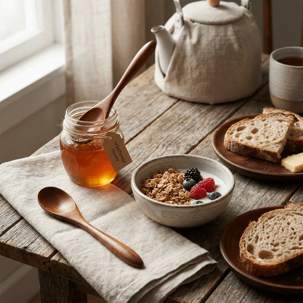 10Pcs Wood Wooden Spoon Set Long Handle Solid Serving Spoons Smooth Polished Lightweight Mixing Spoons For Tea Coffee