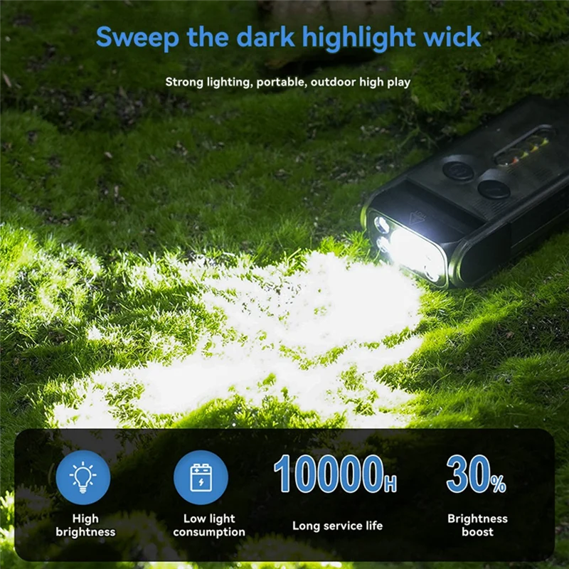 V30 Torcia Portachiavi Power Bank UV Clip magnetica per segnale acustico Ricaricabile Torcia da pesca da campeggio Emergenza