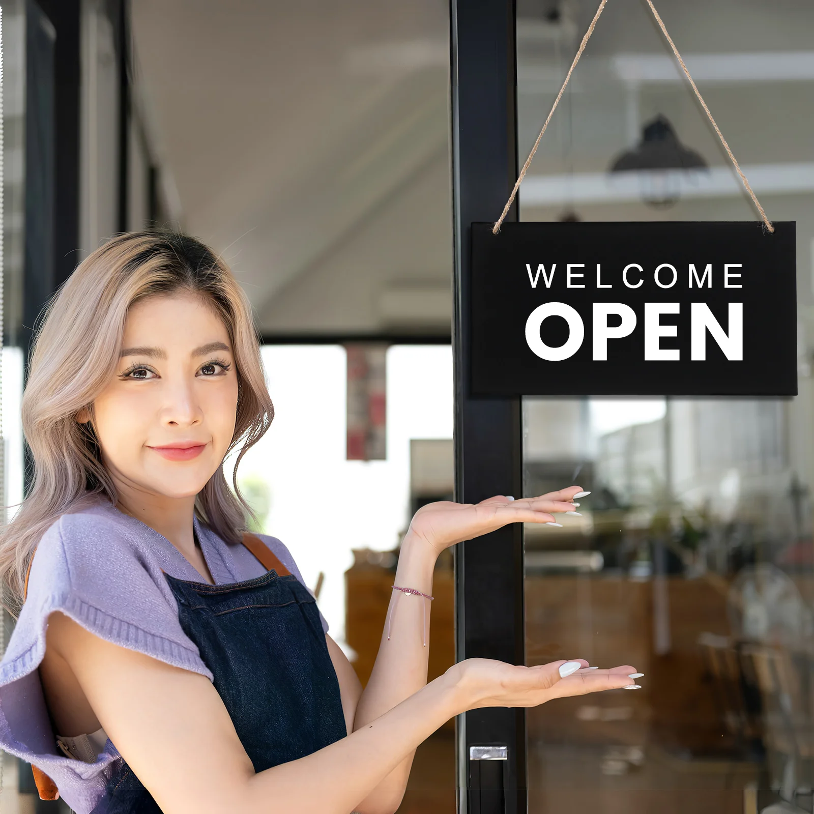 Hanging Board Blackboards Display Erasable Chalkboards White Menu for Message Wooden Office Digital Signage