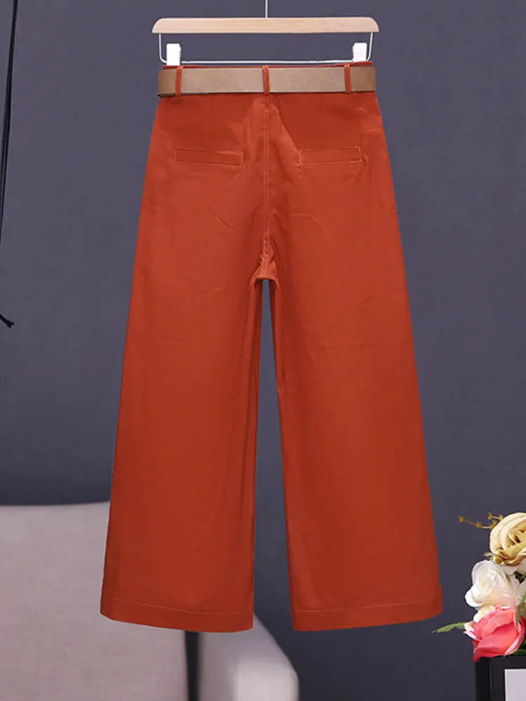 Donna 2025 nuovi popolari pantaloni a gamba dritta a vita alta e gambe larghe in primavera e autunno pantaloni casual a nove punti alla moda