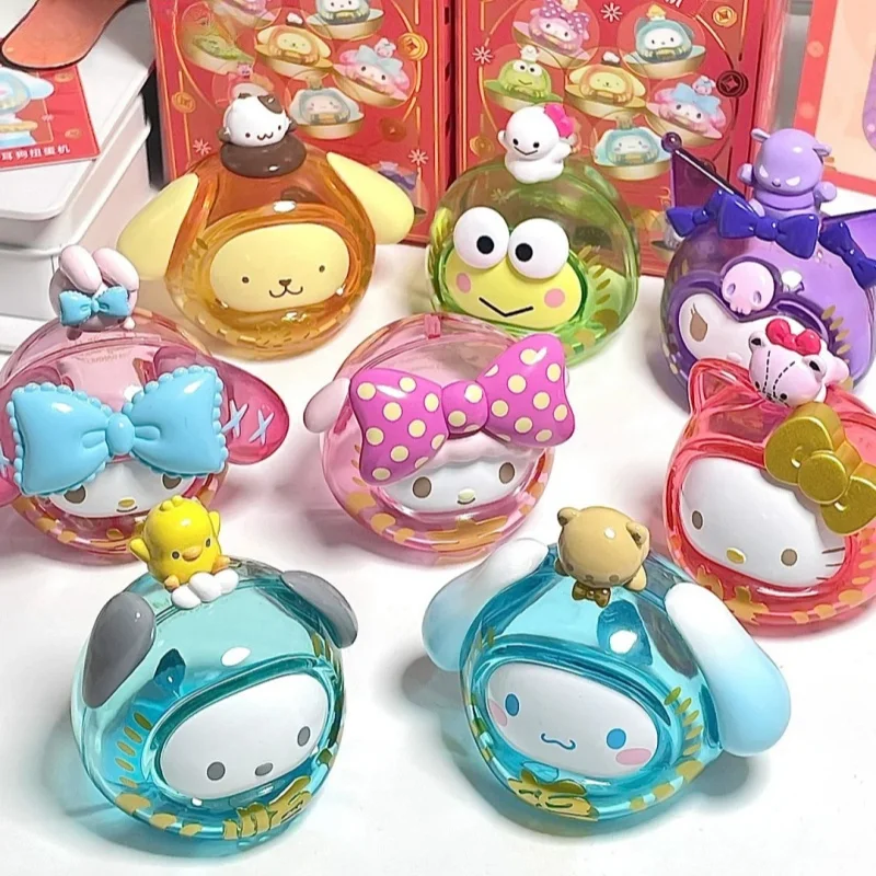 Sanrio Meraviglioso Dharma Egg Twisting Machine Series Blind Box Melody Kuromi Cinnamoroll Anime Figure Doll Borsa a sorpresa Regali giocattolo