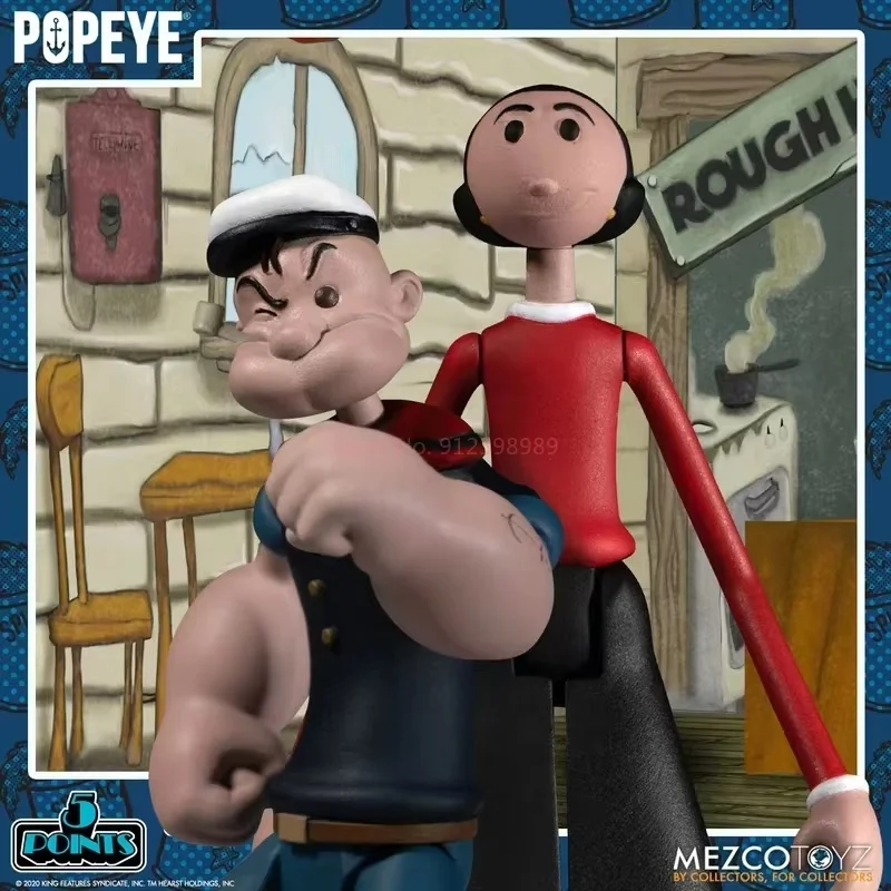 Mezco Popeye And Pluto Luxury Tavern  Movable Series 3.75 Inches Popeye And Heartbeat Arena Set In Stock Gift