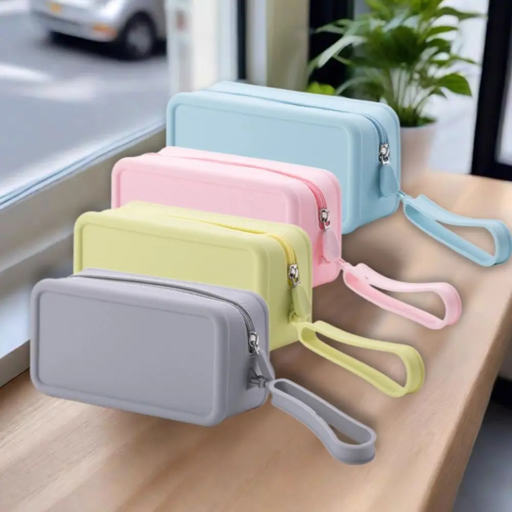 New Silicone Coin Purse Waterproof Large Capacity Earphone Bag Zipper Solid Color Cosmetic Bag Women Girls