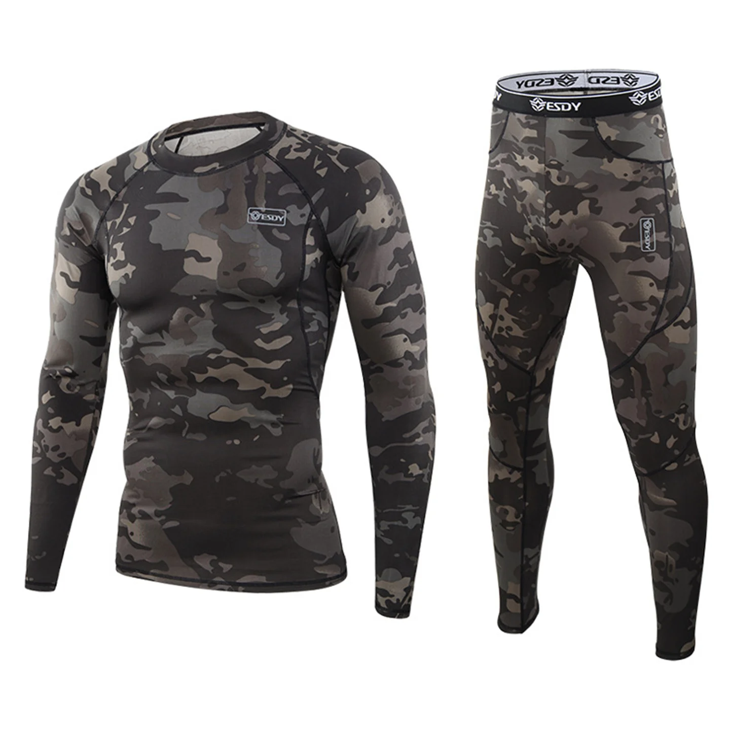 Winter Men\'s Thermal Camouflage Tactical Hunting Lining Shirt And Pants Suit Outdoor Mountaineering Breathable Fitness Underwear