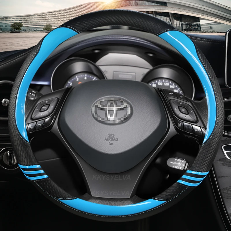 Carbon Fiber Leather Sport Car Steering Wheel Cover For Toyota C-HR CHR 2017 2020 2021 2022 Izoa 2018 2019 2021 Auto Accessories