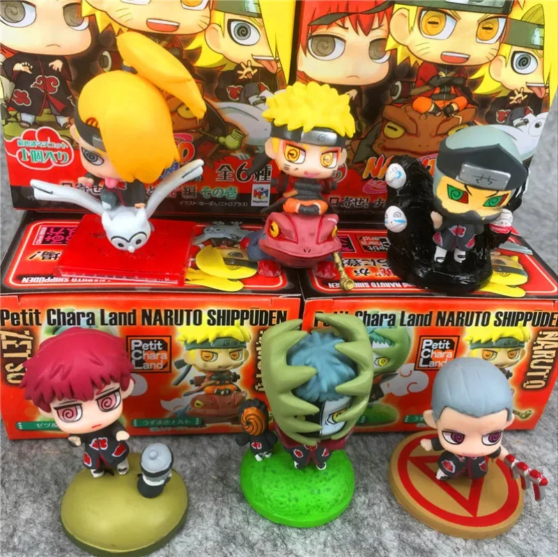 Boxed 1pcs Random style classic Anime NARUTO Akatsuki Deidara Hidan kawaii Q version Action PVC Figure Model toys Collect gifts