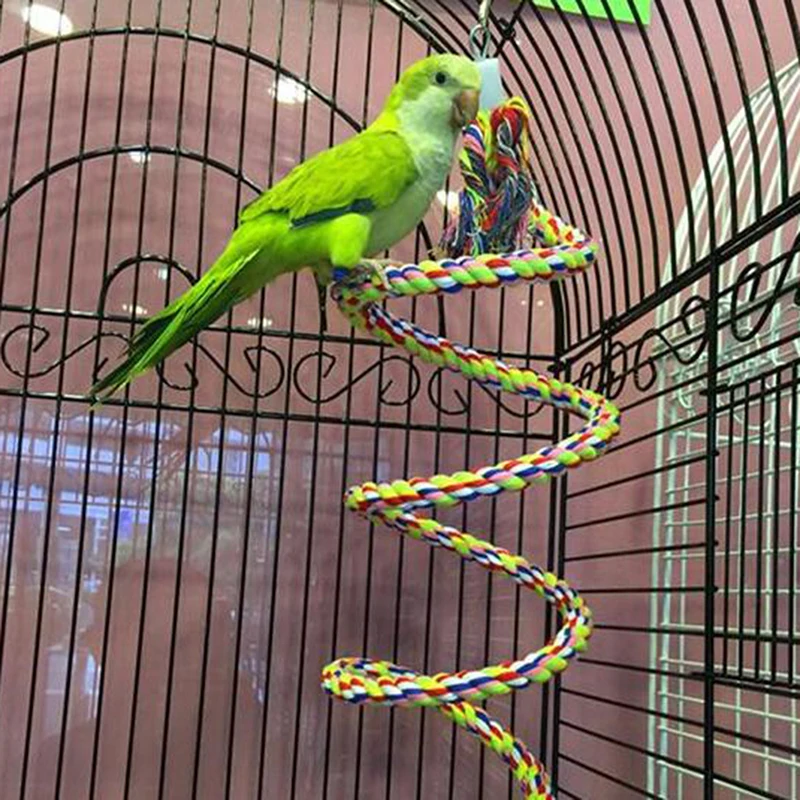 Parrot Rope Hanging Braided Budgie Chew Rope Bird Cage Cockatiel Toy Pet Stand Training Accessories Conure Swing Supplies