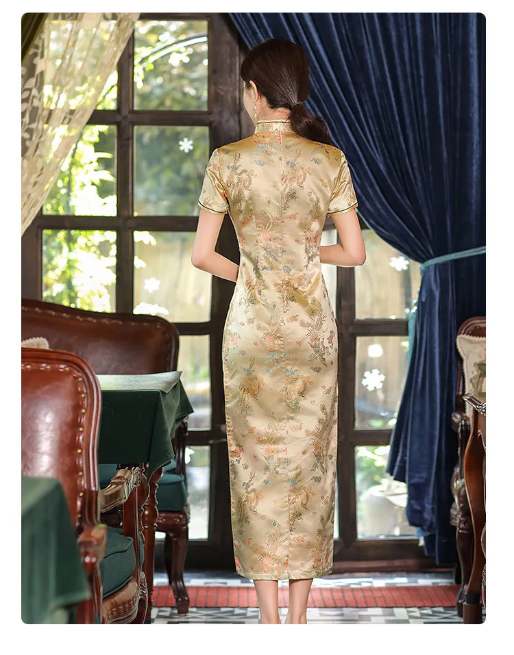 Chinesischen Stil Qipao Sexy Frauen Plus Größe Cheongsam Vintage Klassische Chinesische Kleid Drachen Und Phoenix Lange Vestidos 4XL – Detail 7