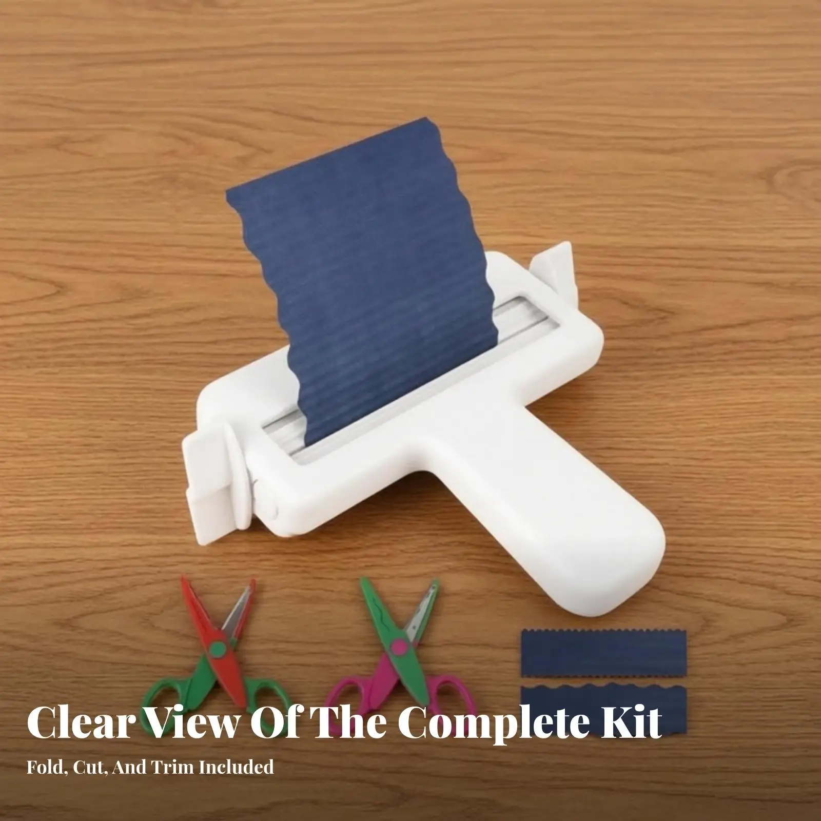 Paper Embossing Tool with Scissors | Linear fold Texture, Stainless Steel Cutting Slot, Handheld Paper Crimping Machine, for