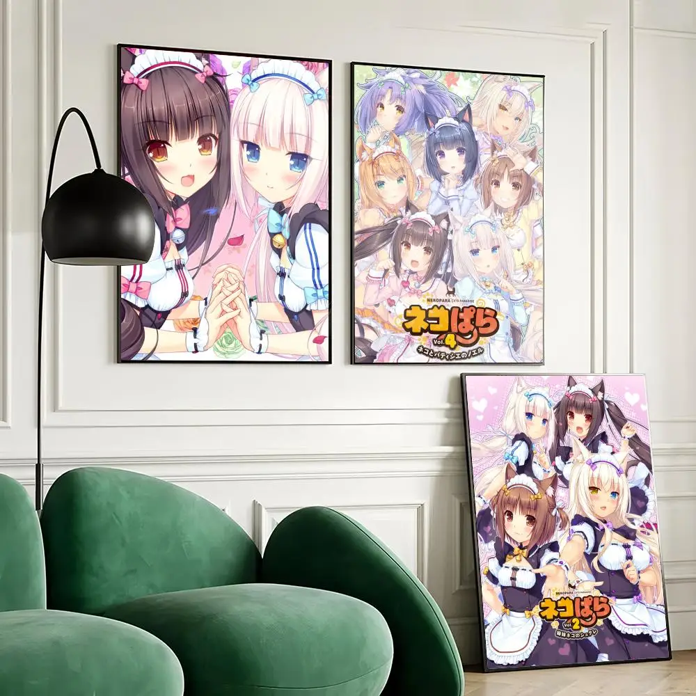 N-Nekopara Neko Para C-Chocola Vanilla Poster Stickers Painting Mural HD Wall Decals for Bedroom Living Room Home Decor Gift