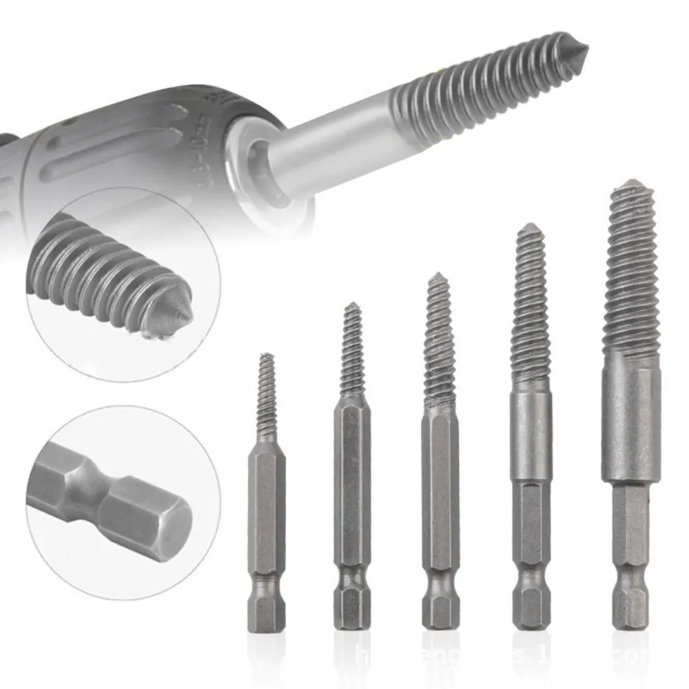 5/6/10pcs Hexagonal Shank Screw Extractor Hardened Tip Bearing Steel Screw Removal Tool For Broken Anti-Slip Design